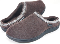 Men's Memory Foam Slippers Comfortable Polar Fleece Lined Grey/Navy House Shoes with Anti-Skid Sole, Indoor&Outdoor