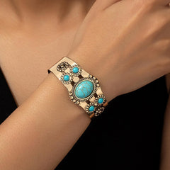 Gold Western Turquoise Bracelets for Women Boho Cuff Jewelry Trendy 2025