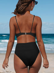 Hilinker Women's Leopard Bikini Swimsuits V Neck High Waisted 2 Piece Bathing Suits