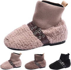 Winter Children Boots Boys And Girls Socks Boots Round Toe Flat Bottom Non Slip Slip On Solid Boots for Girls Size 9