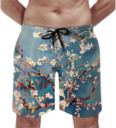 Men's Swim Trunks Almond Blossom Beach Shorts Quick Dry Summer Bathing Suit Swimwear Beachwear with Pockets