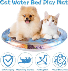 Thickened Water Mat for Cats,Big Pet Water Bed Washable Inflatable,Summer Pets Cooling Water Sensory Play Pad,Pet Playmat Cooling Mat with Inflator for Cats Dogs