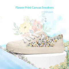 Obtaom Women's Play Fashion Sneaker White Color Washed and Leopard Canvas Slip on Shoes