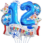 Happy 12th Birthday Balloon Colorful Banner Balloons Set 12th Year Old Birthday Blue Theme 12 Balloon Number 12 Foil Mylar Balloons Kids 12 Party Balloons Confetti Latex Mylar Balloons Party Supplies
