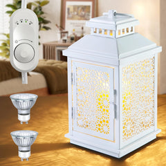 Candle Warmer Lantern Lamp, Dimmable and Adjustable Boho Candle Wax Warmer with Timer and Auto Shut Off, 2 Bulb Heater, House Warming Birthday Gift for Women Moms, Home Fragrance, New Home Decor White