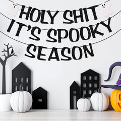Halloween Party Decorations, Ghouls Just Wanna Have Fun Banner, Halloween Party Supplies, Black and White Glitter