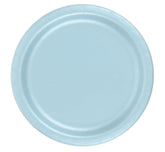 24 Plates 7" Paper Dessert Plates Wax Coated - Light Blue