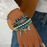 Boho Beaded Stretch Bracelets with Hat and Boots Charms for Women Summer Jewelry