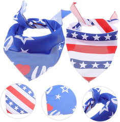 2pcs Independence Day Dog Bandana Scarf for Cats Dogs Lightweight Pet Scarf USA Stars for Holiday Celebrations