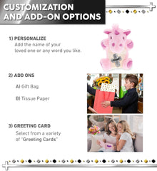 DolliBu Unicorn Hand Puppet Stuffed Animal with Silver Cross and Personalization - Religious Baptism Gifts for Boys and Girls, Dedication Christening Gifts Plush Prayer Toy Healing Teddy Bear - 9 Inch