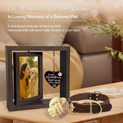 Dog Memorial Gifts for Loss of Dog – Pet Memorial Gifts for Dogs & Cats – Rotating Wooden Picture Frame for 4x6 Photos – Pet Loss Sympathy Gift