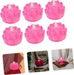 Uonlytech 6pcs Lotus Shaped Led Candle Light Buddha Lamp for Home Decor Creative Prayer Offering Ornament for Buddha Hall and Temple Decoration and Elegant Design