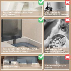 FAMILY'S BACKYARD Cat Bowls for Indoor,Automatic Cat Feeder,Dog Food Dispenser,Fully Enclosed Water Storage and Grain Storage Dual Function Pet Food Bowl,Size 30 * 25 * 22CM