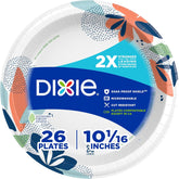 Dixie Large Paper Plates, 10 Inch, 26 Count, 2X Stronger, Microwave-Safe, Soak-Proof, Cut Resistant, Disposable Plates For Everyday Breakfast, Lunch, & Dinner Meals