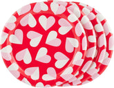 Unique Industries Charming Hearts Disposable Round Dessert Paper Plates - 7" (8 Ct) | Perfect for Romantic Events & Celebrations, Red, White, Purple