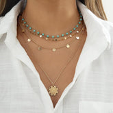 Boho Western Layered Necklace for Women Turquoise Jewelry Country Concert Outfit Style