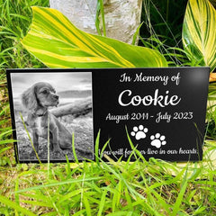 Pet Memorial Stones, Pet Headstones for Dogs Personalized,Dogs Headstones, Cat Tombstone Outdoor,Black Granite Memorial Garden Stone Customized Gravestone Markers