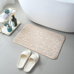 Generic Memory Foam Bath Mat Massage Stone Embossed Bathroom Rugs Super Water Absorbent Machine Washable Bath Rugs Non-Slip Bath Mat Entrance Bedroom Floor Carpet Doormats Living Room, Beige