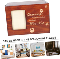 Pet Urn Bone Ash Box with Photo Frame for Cats and Dogs Natural Keepsake Cinerary Casket Compact and Memorial for Pet Loss