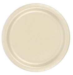 24 Plates 7" Paper Dessert Plates Wax Coated - Ivory