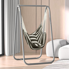 220Lbs Hammock Chair with Stand,Heavy-Duty Steel Hammock,Space Saving, Multi-Use Swing Chair for Outdoor Indoor(Without Pillow)
