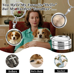 Personalized Locket Keychain Dog Hair Keychain Memorial Pet Fur Keepsake with Name Photo Custom Locket for Ashes Portrait Cremation Jewelry for Pet Loss of Dog Cat Sympathy Remembrance Gift