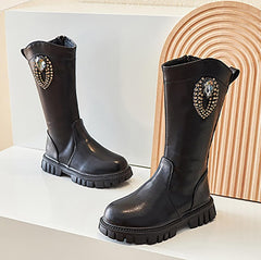 Kids Girls Non Slip Long Boots High top Zipper Classic Boots Knee High Boots Warm Shoes Walking Shoes Toddler Shoes