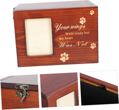 Pet Memorial Urn Cat Urn for Ashes Wooden Cinerary Box Pet Keepsake Photo Holder
