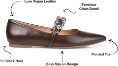 Journee Womens Metinaa Ballet Pointed Toe Slip On Flats