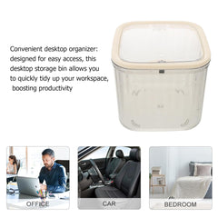 MAGICLULU Transparent Table Trash Bin: Small Push Top Garbage Can Plastic Desktop Waste Bin with Lid for Office Vanity Table Kitchen Home Organization