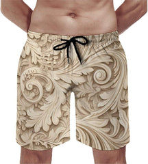 Men's Swim Trunks Flower Vine Pattern Beach Shorts Quick Dry Summer Bathing Suit Swimwear Beachwear with Pockets