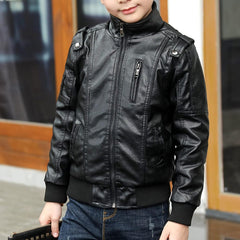 Toddler Kids Boys Jackets Motorcycle Leather Coats Fall Winter Outerwear Zipper Coat (Black, 11-12 Years)