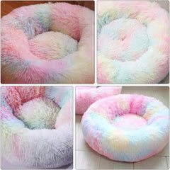 1pc Round Plush Cushion for Cats and Cozy Autumn Sleeping Mat Round Dog Bed Colors