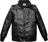 Toddler Kids Boys Jackets Motorcycle Leather Coats Fall Winter Outerwear Zipper Coat (Black, 11-12 Years)