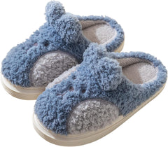 Shoes Keep Slippers Warm Winter Men Plush Slip On Home Flat Furry Open Couples Toe Men's Slipper Men's Slippers Blue