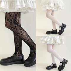 Girls Pantyhose Solid Tights Fashionable Long Stockings With Unique Pattern For Daily Party Performances Party Tights