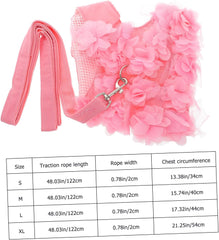 Balacoo 1Pc Flower Design Dog Traction Rope with Chest Strap Breathable Pet Harness for Dogs for Spring and Summer Walks Random Colors