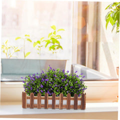 Milisten Wooden Flowerpot Planter Box for Artificial Flowers Foam Insert Outdoor Garden Decoration Rustic Wooden Fence Design for Patios and Balconies