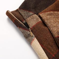 Long Plaid Wool Skirt for Womens Winter Fall Warm High Elastic Waist A line Flared Pleated Wool Tartan Skirts