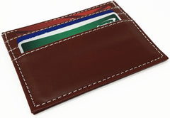 New Mens & Womens Slim Leather Wallet ID Card Holder Open Money Pocket (3" X 4") (Brown)