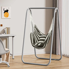 220Lbs Hammock Chair with Stand,Heavy-Duty Steel Hammock,Space Saving, Multi-Use Swing Chair for Outdoor Indoor(Without Pillow)