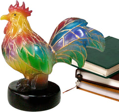 Vintage Book Lamp – Faux Leather Stack Base, Handmade Colored Glass Shade | Decorative Nightstand Light for Lounge Corner Mantel Library Apartment Interior Seasonal Art Theme Illumination Featu