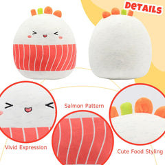 12” Sushi Plush Pillow Cute Soft Hugging Body Pillow Food Plushies Toy Stuffed Animal Birthday Christmas Festival Gifts for Kids