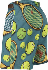 Men's Swim Trunks Funny Tennis Racquets and Tennis Balls Beach Shorts Quick Dry Summer Bathing Suit Swimwear