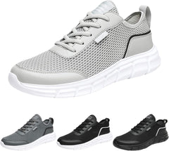 Fashion Spring and Summer Men Sports Shoes Flat Lightweight Mesh Breathable Lace Up Solid Color Casual Style Sneaker for Men Wide (White, 8.5)