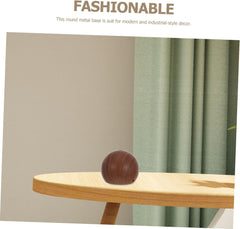 Iron Metal Table Lamp Base Shade Retro Nordic Style Globe Stand for Living Room Decor Height Walnut Finish Decorative Lighting