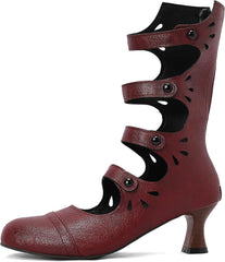 Womens Kitten Heel Mid Calf Boots Sandals Gladiator Vamp Buckle gothic Boots