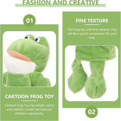 LUOZZY Frog Puppets Cartoon Animal Hand Puppet for Kids Soft Hand Frog Stuffed Plush Toy Animal Hand Puppet for Imaginative Play Role Play Interactive Toy, 14.15inch