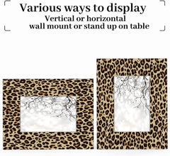 Picture Frames 4x6 for Wall Decor, Animal Leopard Print Brown Picture Frame with Stand Hanging Wood Photo Frame Collage for Table Top