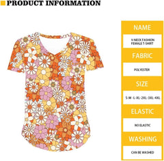 Women's Summer V Neck Short Sleeve Tank Top Casual Basic Stripe Shirts for Office S-4XL